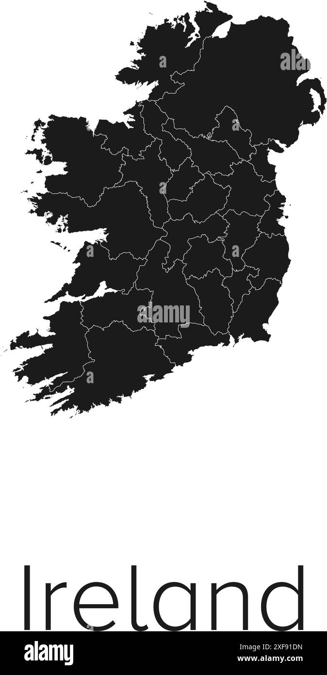 Ireland Map Vector Illustration - Silhouette, Outline, Ireland Travel ...