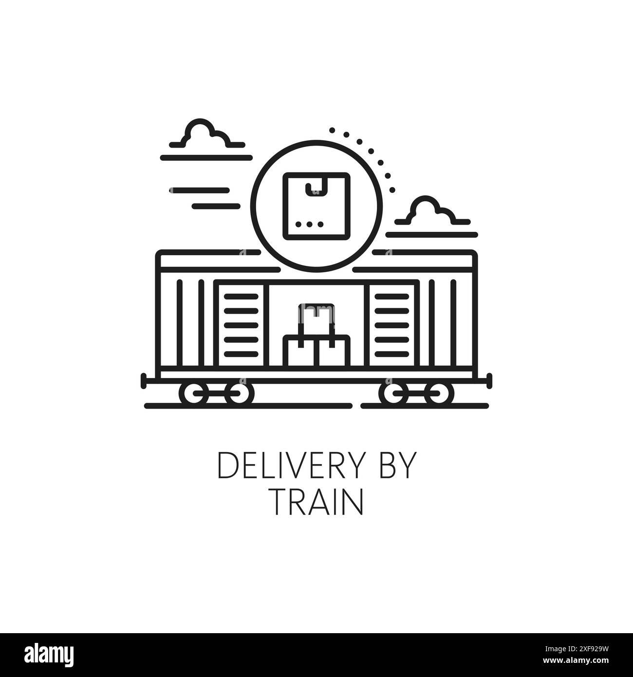 Delivery by train line icon, logistics and shipping cargo service ...