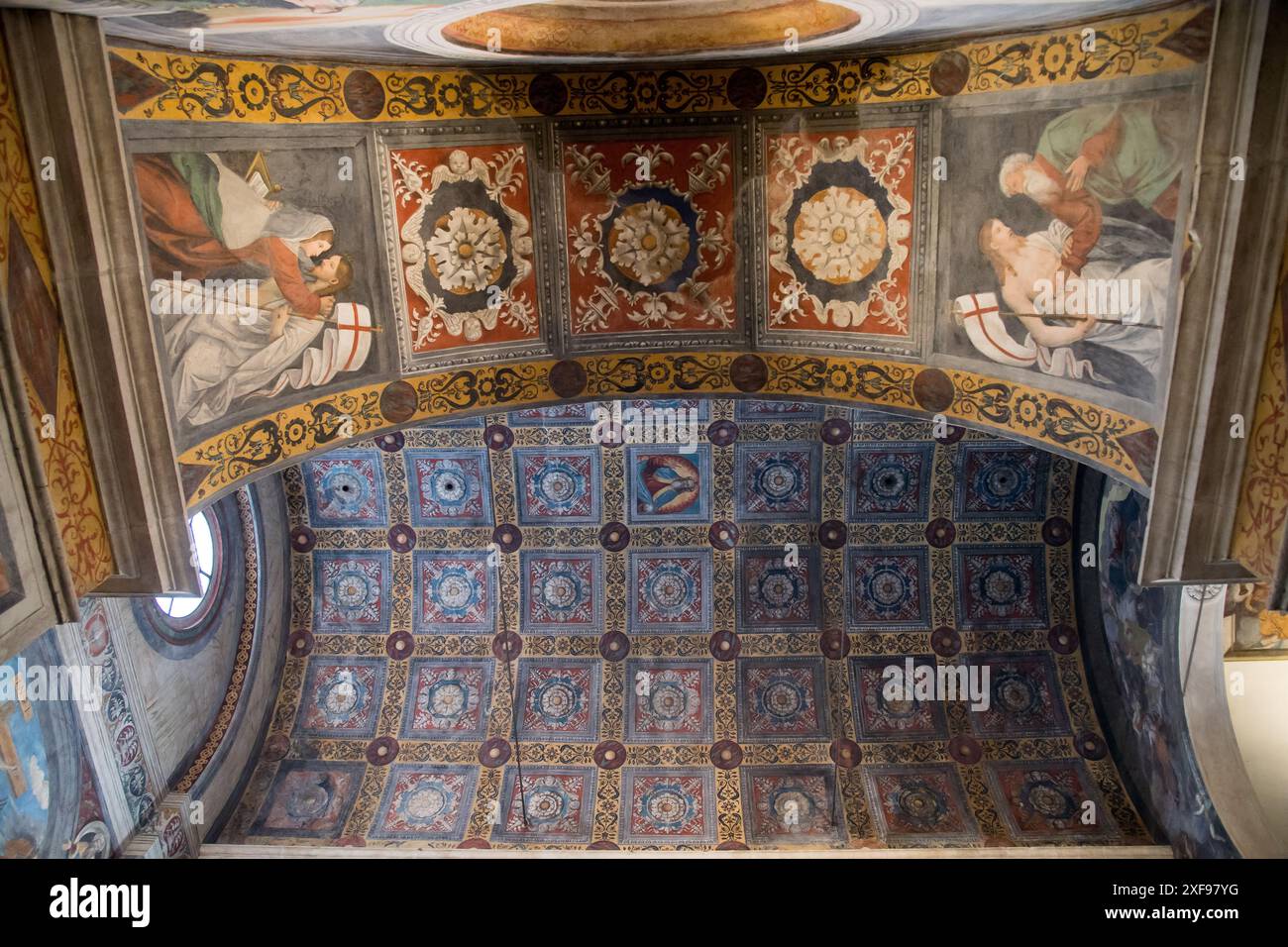 Renaissance frescoes by Floriano Ferramola and Paolo da Caylina the