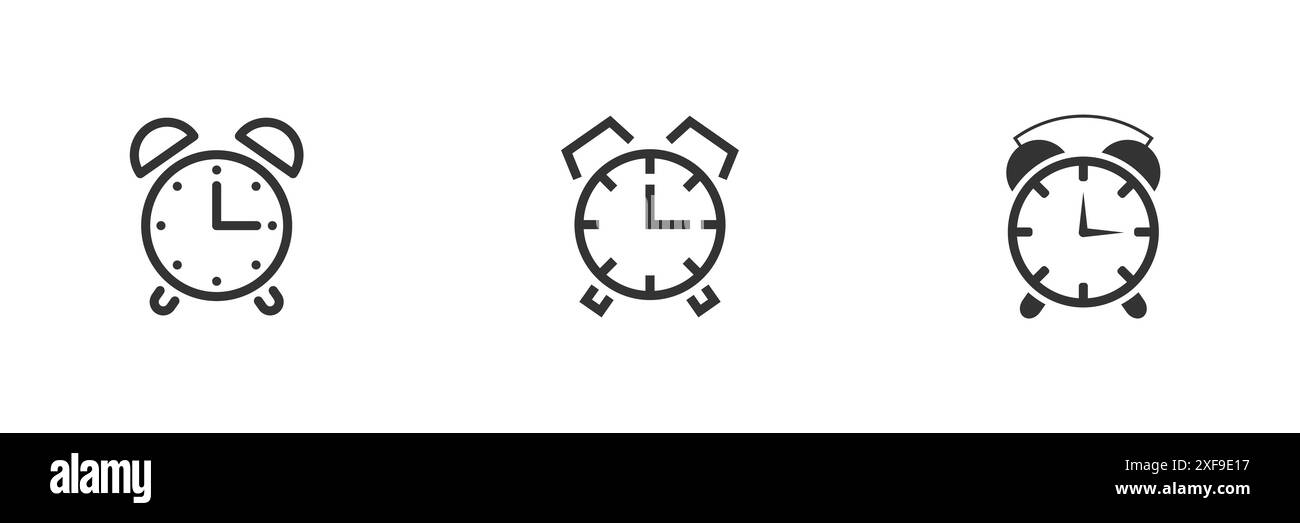 Alarm clock vector icon isolated on white background. Simple line ...