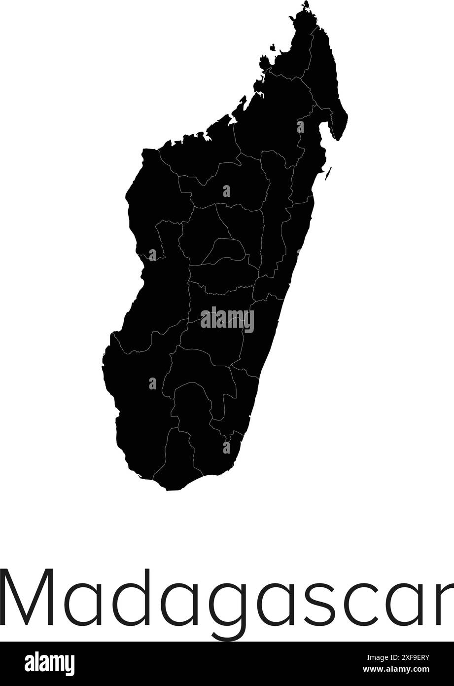Madagascar Map Vector Illustration - Silhouette, Outline, Madagascar Travel and Tourism Map ...