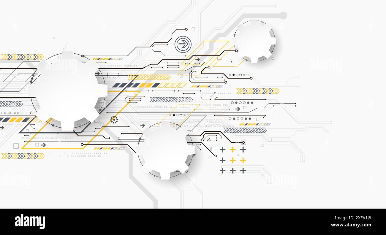 Abstract technology background. Cogwheels ART theme. Hand drawn Vector illustration Stock Vector