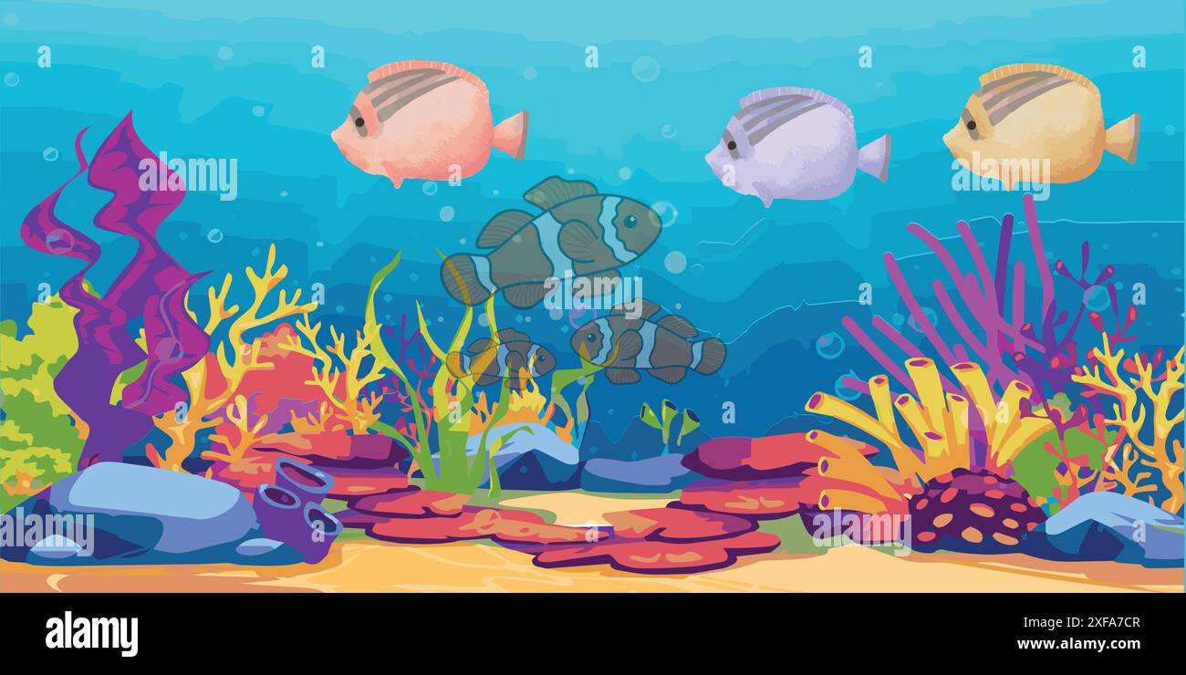 World Oceans Day. Save underwater fish. Let's save our oceans. Stock Vector