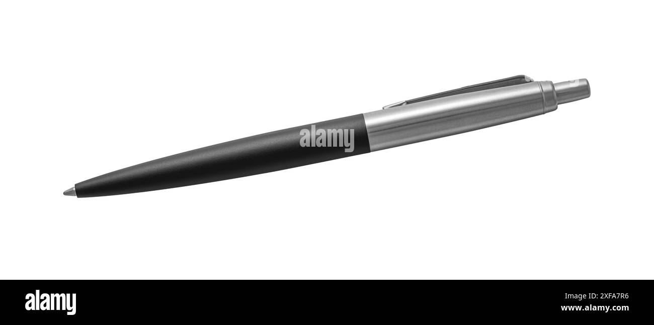 Black And Silver Ballpoint Pen Isolated On White Background Stock Photo ...