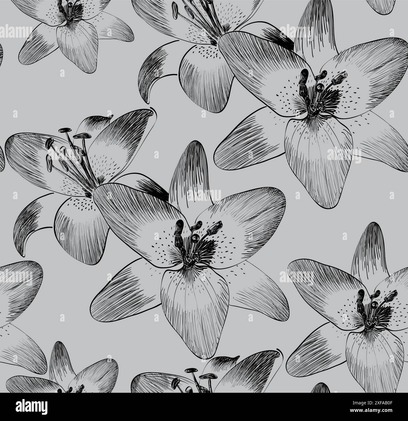 cute seamless pattern with lilies. Hand drawn illustration Stock Vector ...