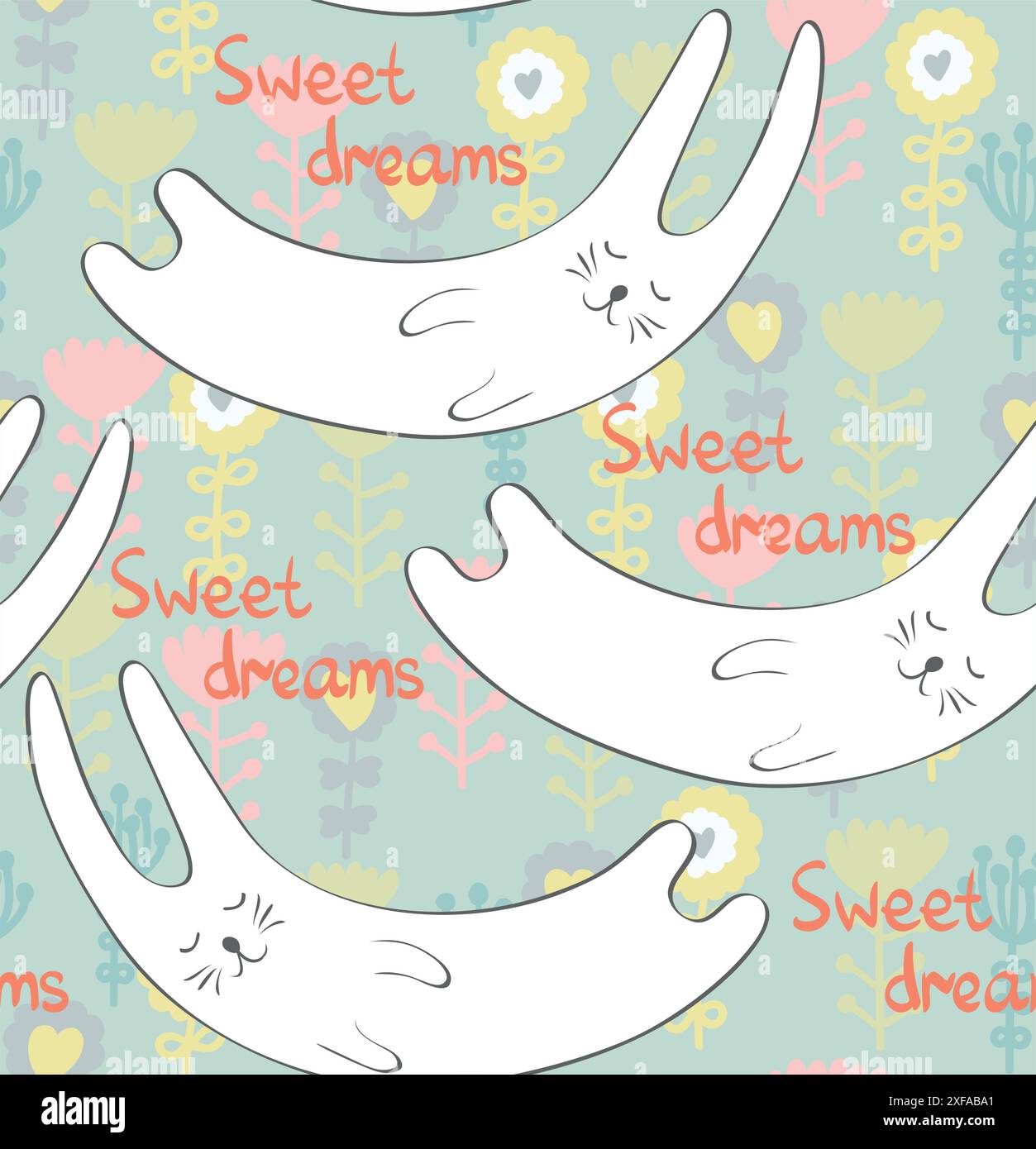 Cartoon Sleeping rabbit. Cute Hand Drawn illustration Stock Vector ...