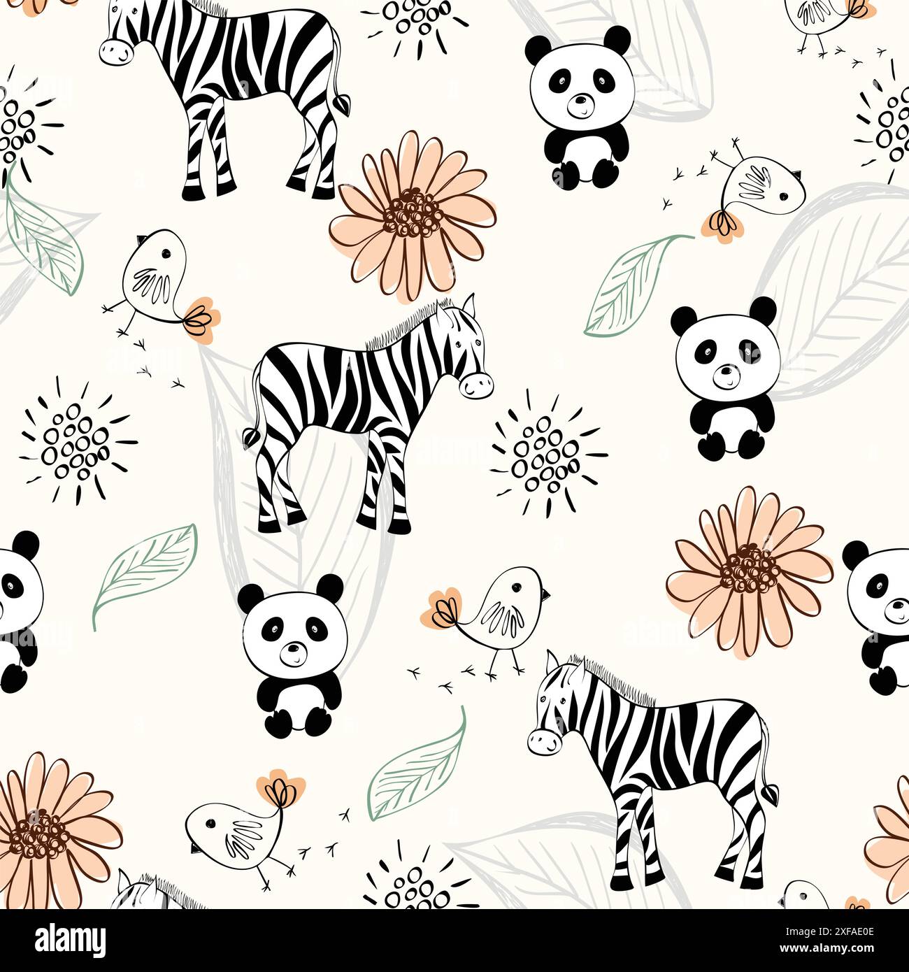 vector hand draw seamless pattern with animals Stock Vector Image & Art ...