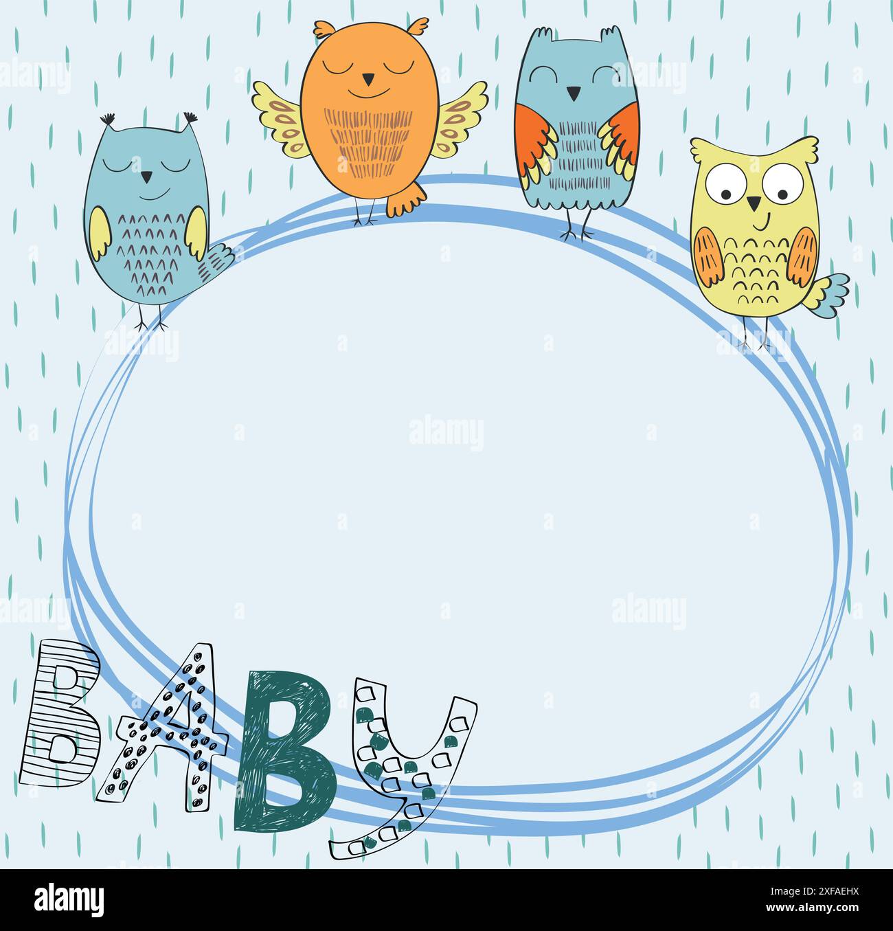 Cute hand drawn frame with cartoon owl Stock Vector Image & Art - Alamy