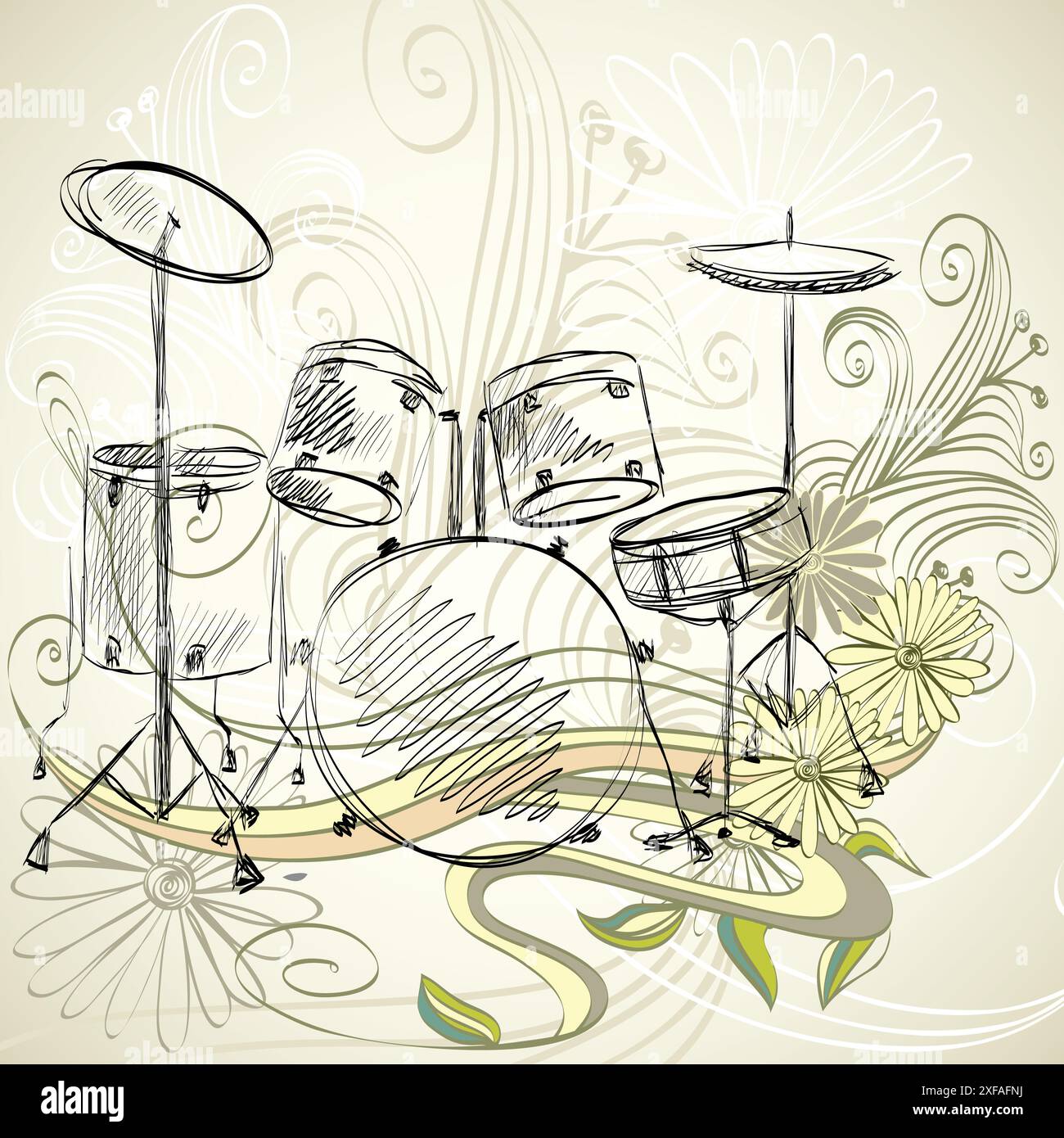Hand drawn drum on a light background Stock Vector Image & Art - Alamy