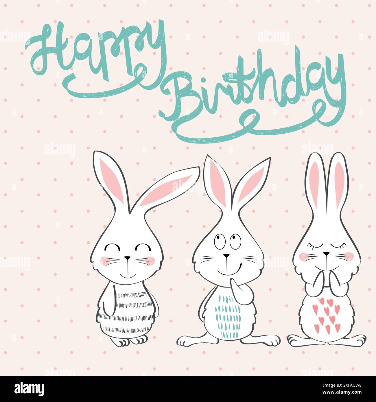 Collection of cute artistic cards for kids. Bunny in vector. Greeting ...