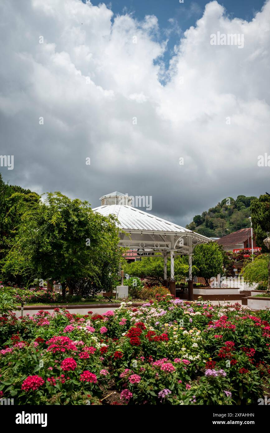 Central square, Boquete, a small mountain town in the Province of Chiriquí, Panama Stock Photo