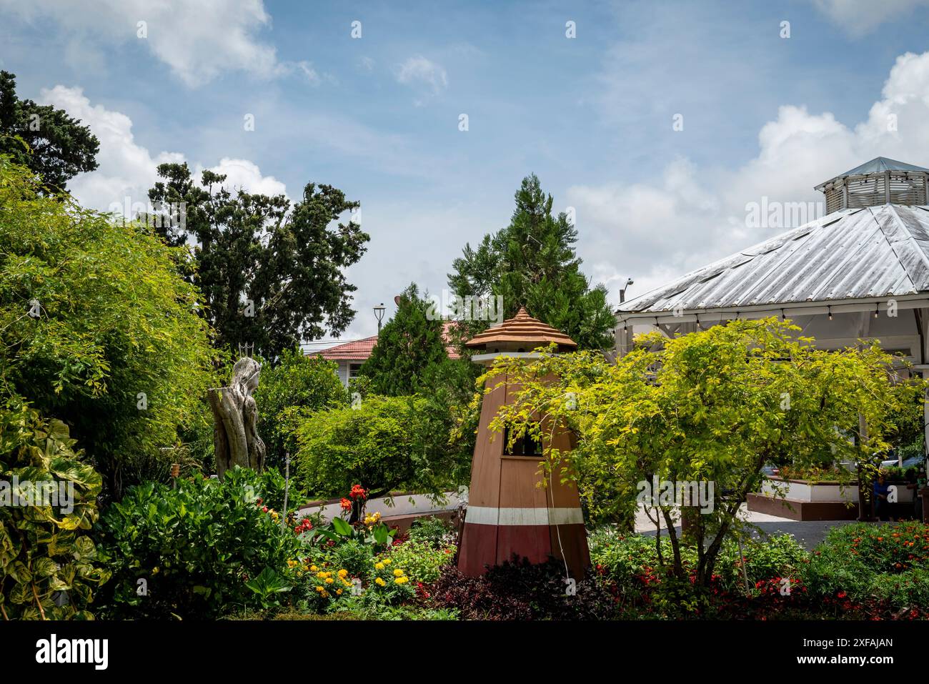 Central square, Boquete, a small mountain town in the Province of Chiriquí, Panama Stock Photo