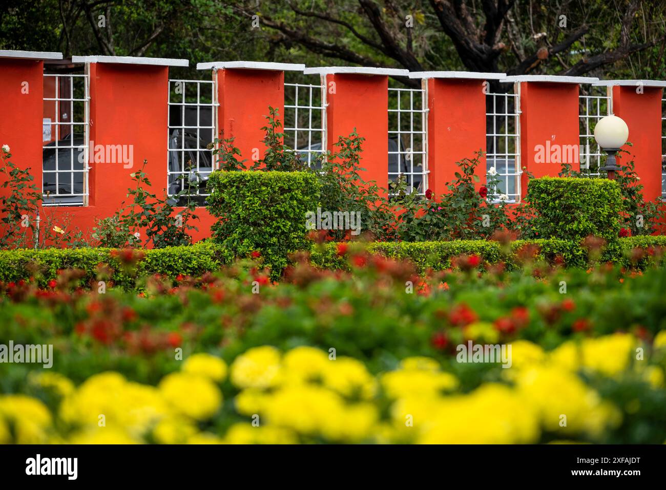 Colourful garden and nursery along the river in Boquete, a small mountain town in the Province of Chiriquí, Panama Stock Photo