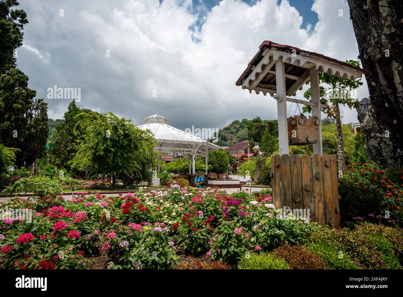 Central square, Boquete, a small mountain town in the Province of Chiriquí, Panama Stock Photo