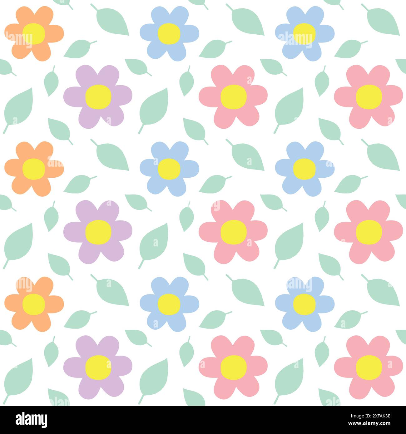 Vector seamless pattern of flat hand drawn flowers Stock Vector Image ...