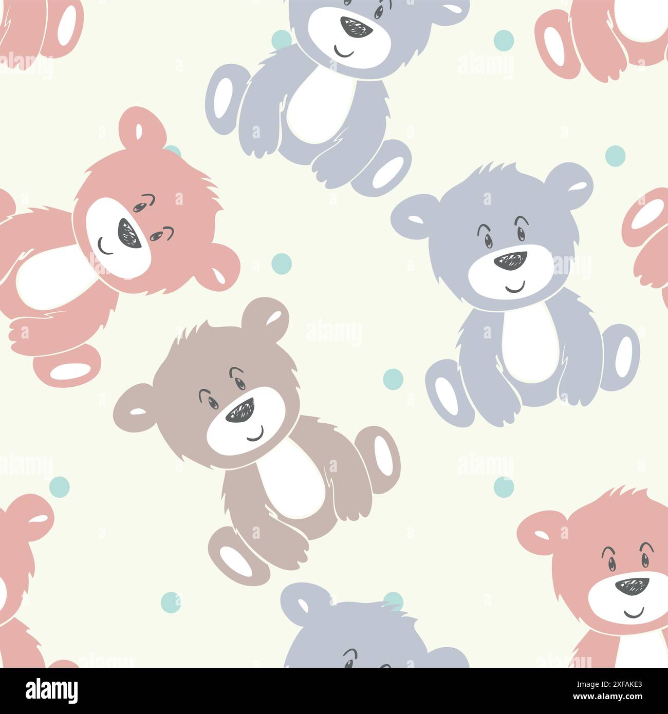 Vector cute seamless pattern with cartoon bear Stock Vector Image & Art ...