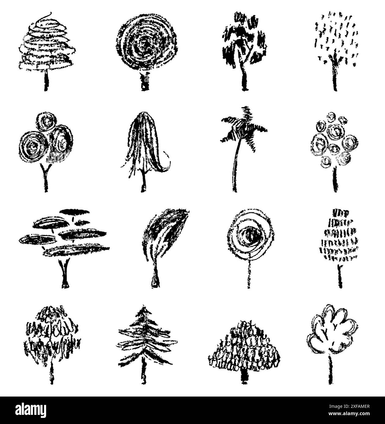 Trees collection, sketch for your design. Hand drawn illustration Stock ...