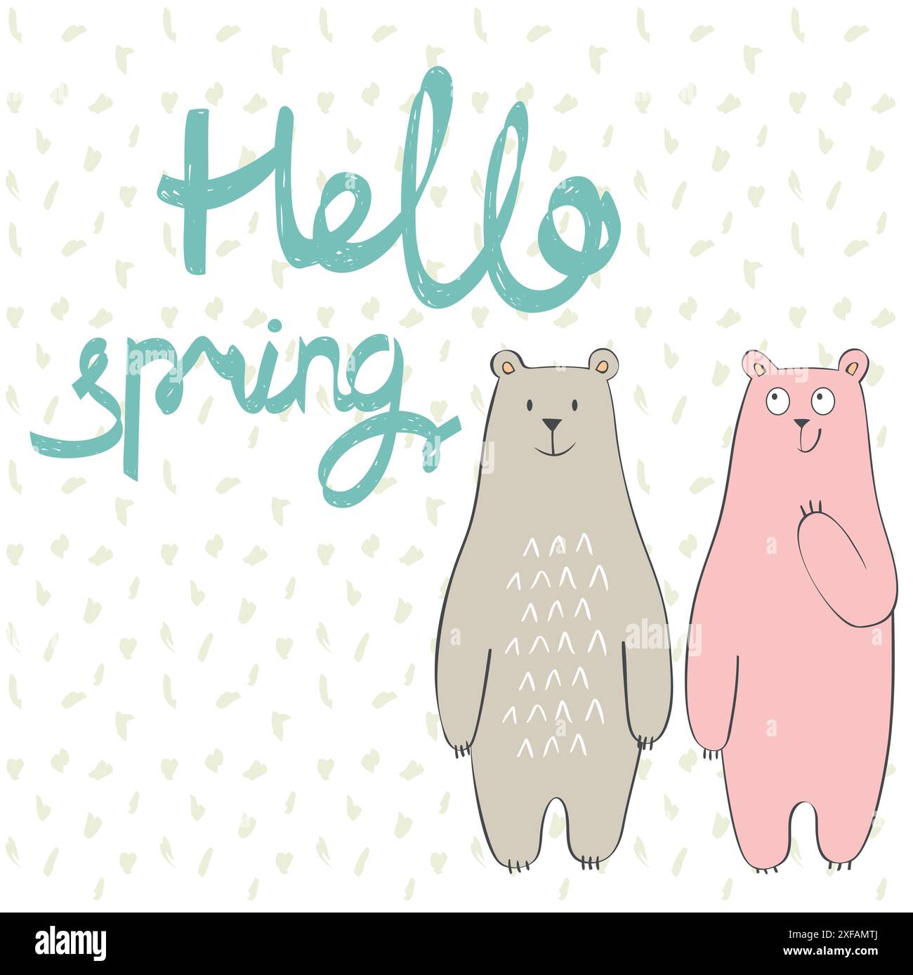 Hello spring. Greeting card with bears in vector Stock Vector Image ...