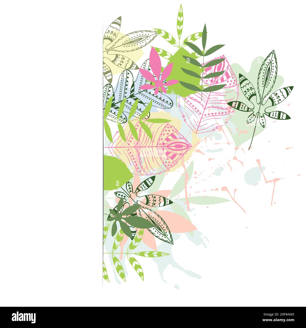 Vector abstract spring leaves. Hand drawn illustration Stock Vector ...