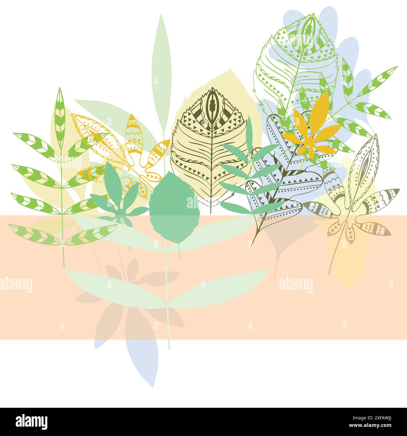 abstract spring leaves. Hand drawn vector illustration Stock Vector ...