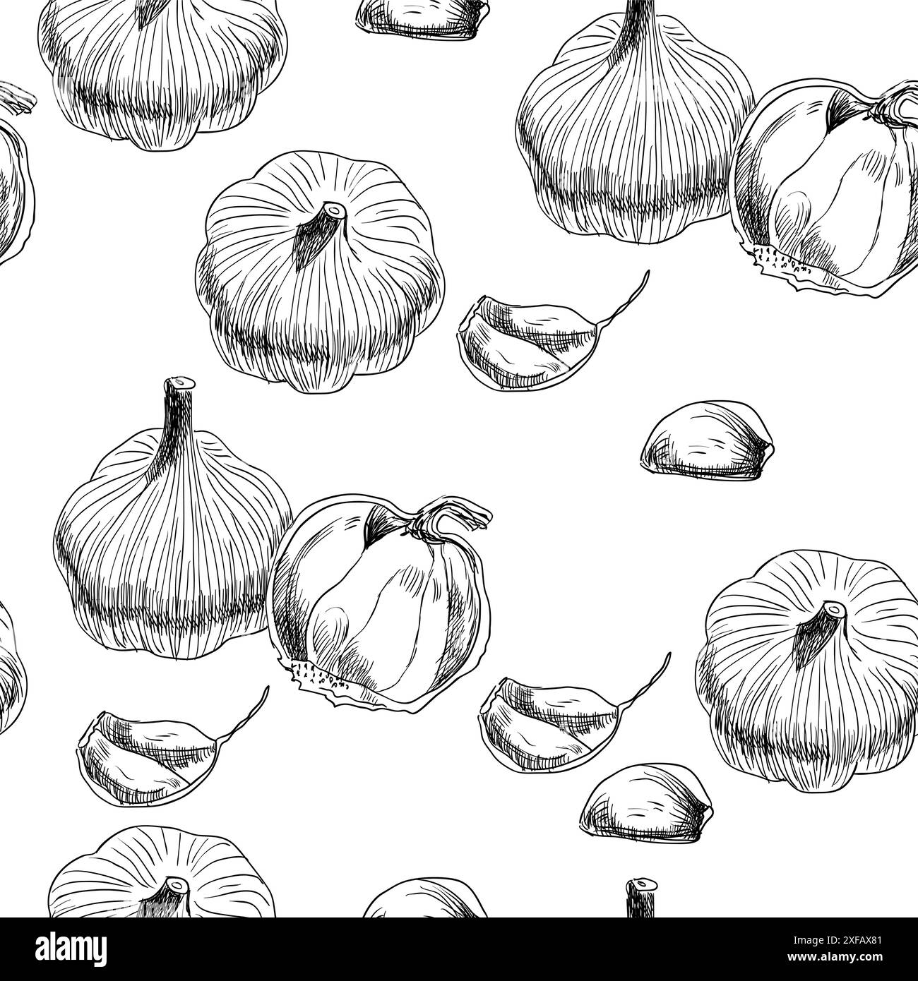 Vector Garlic Pattern Vector seamless pattern with garlic on white background Stock Vector ...
