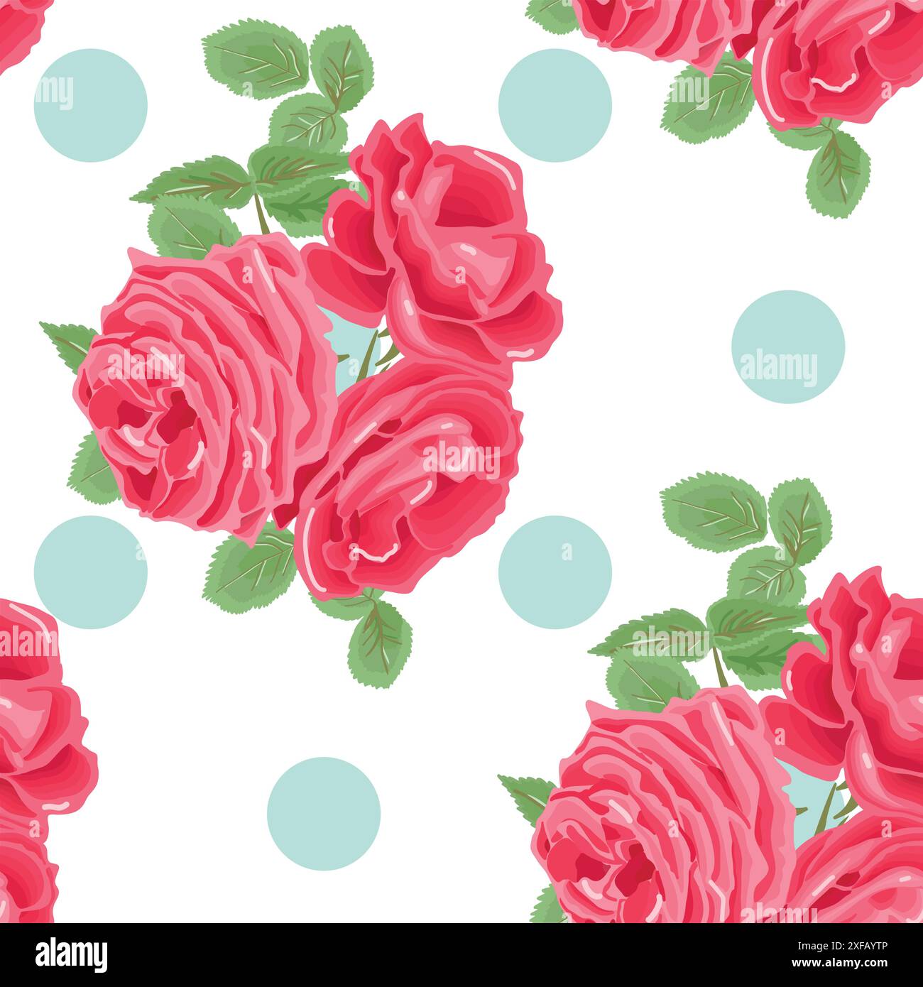 Seamless floral pattern with red roses on white background. Vector ...