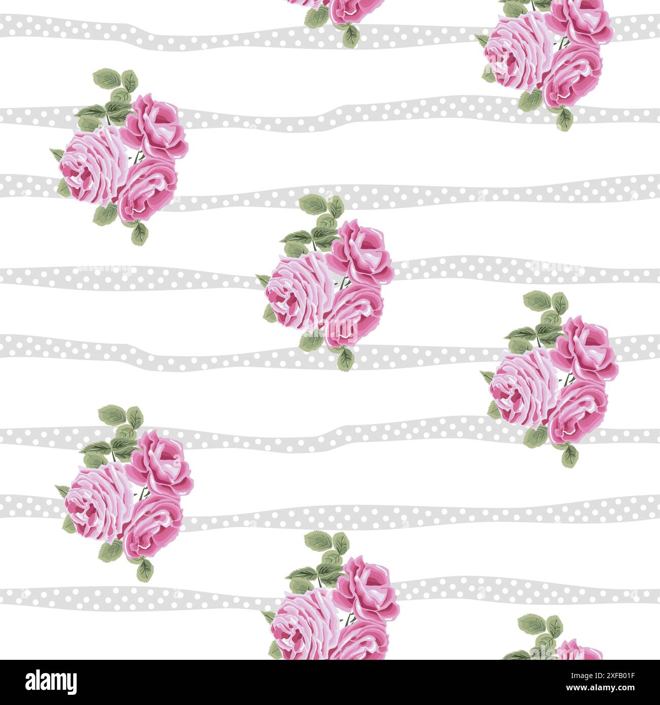 Seamless floral pattern with roses on white background. Vector ...