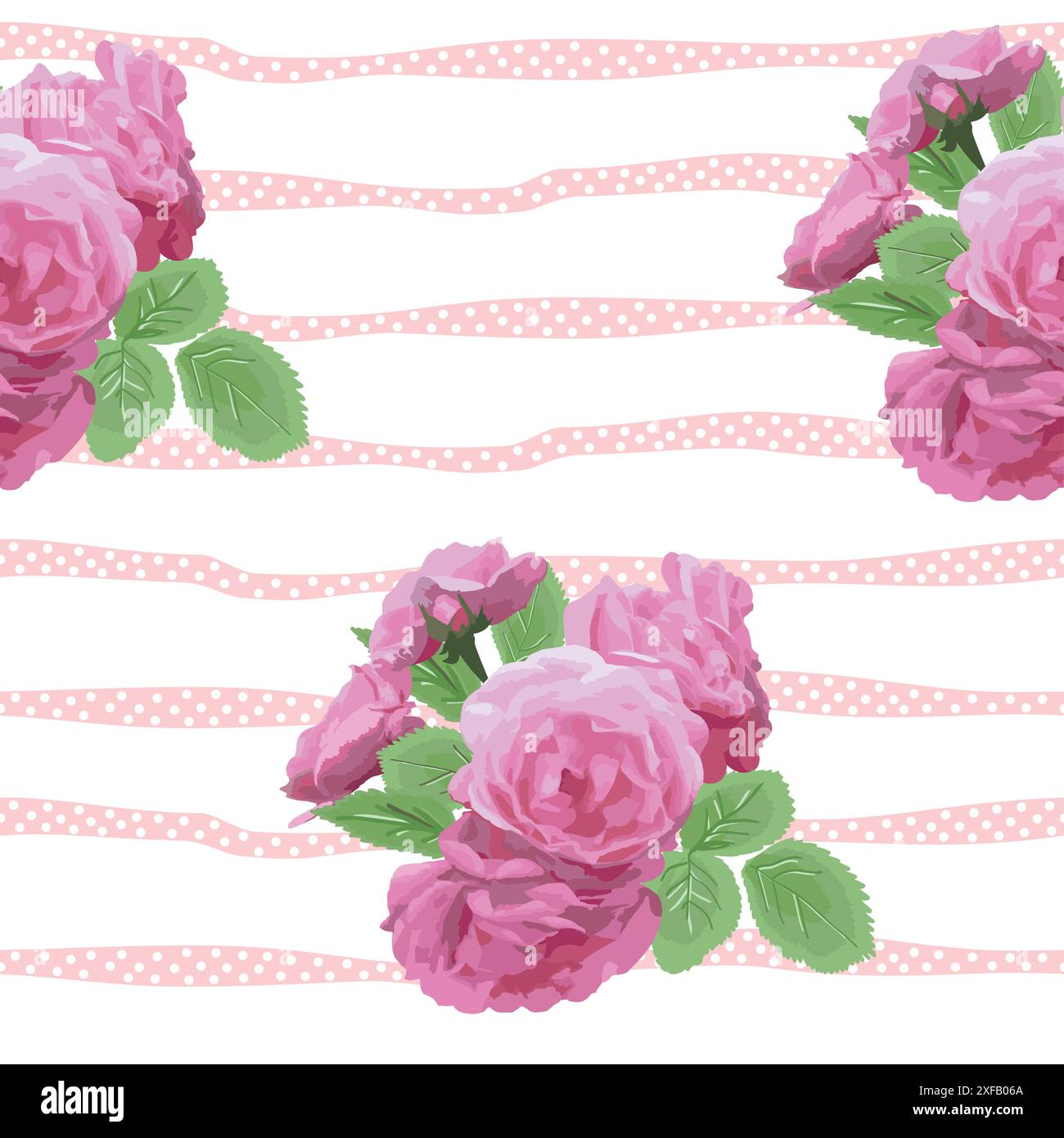 Seamless floral pattern with roses on white background. Vector ...