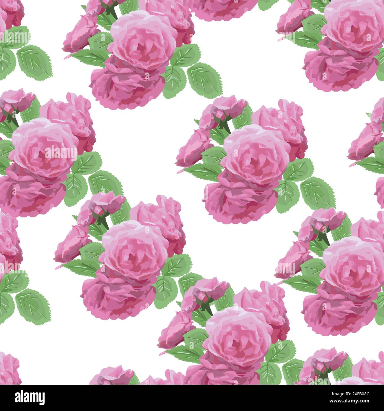 Seamless floral pattern with roses on white background. Vector ...