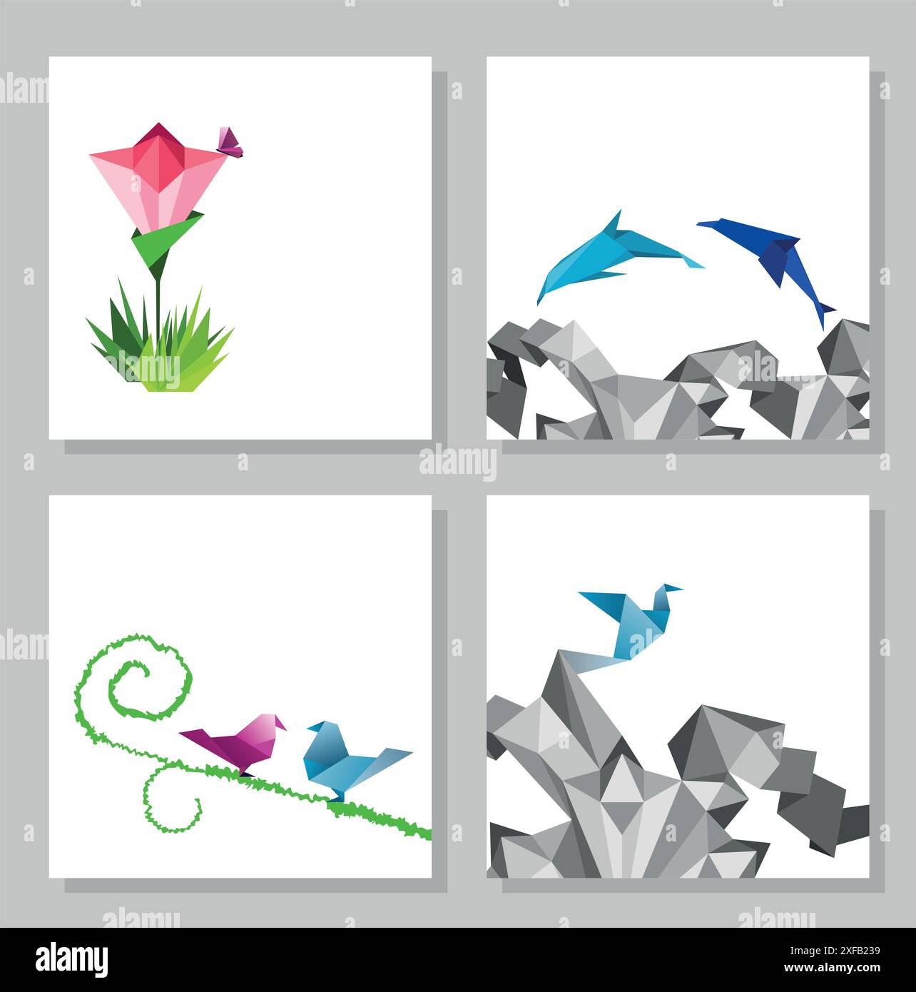 Vector abstract origami cards, geometric modern template Stock Vector Image &amp; Art - Alamy