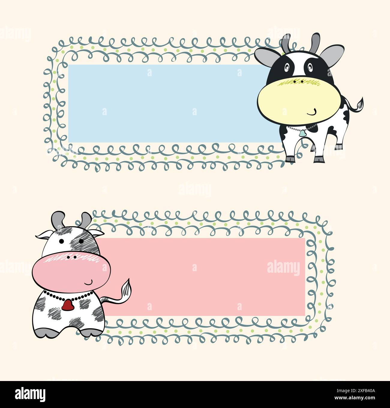 hand drawn baby banners with farm animals Stock Vector Image & Art - Alamy