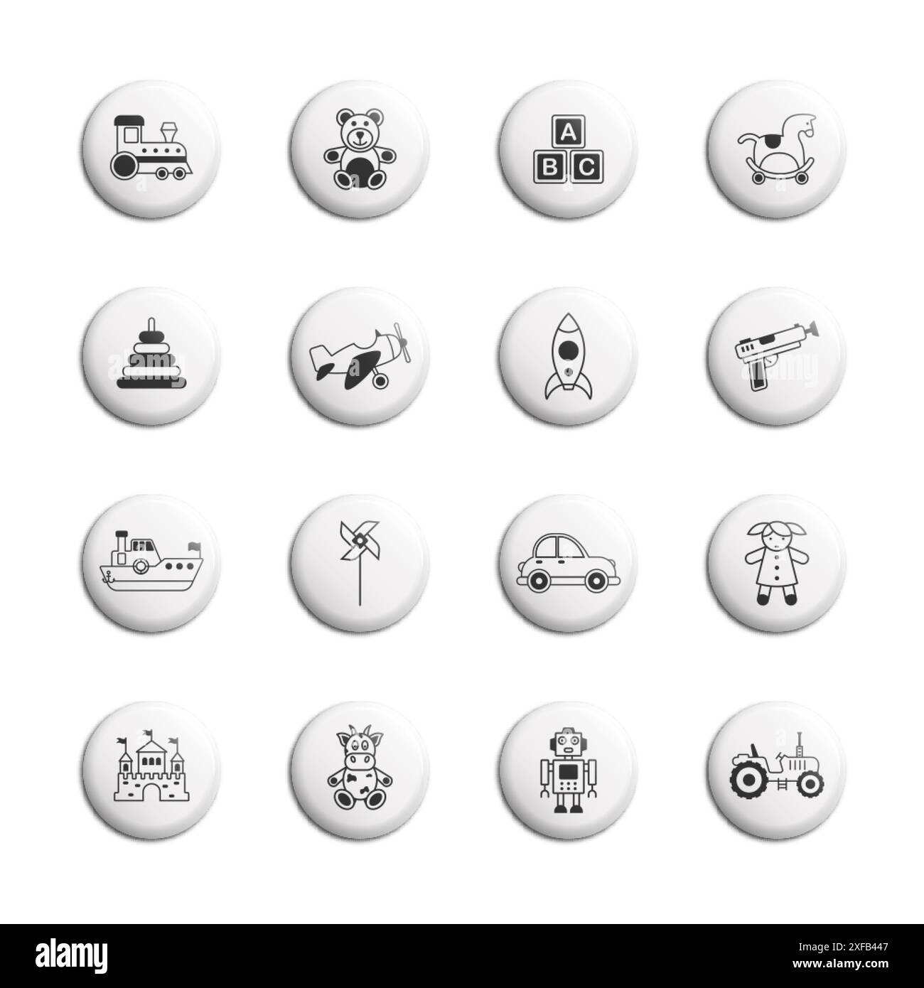 Toy icon set. Outline toy collection. Isolated on a white background ...