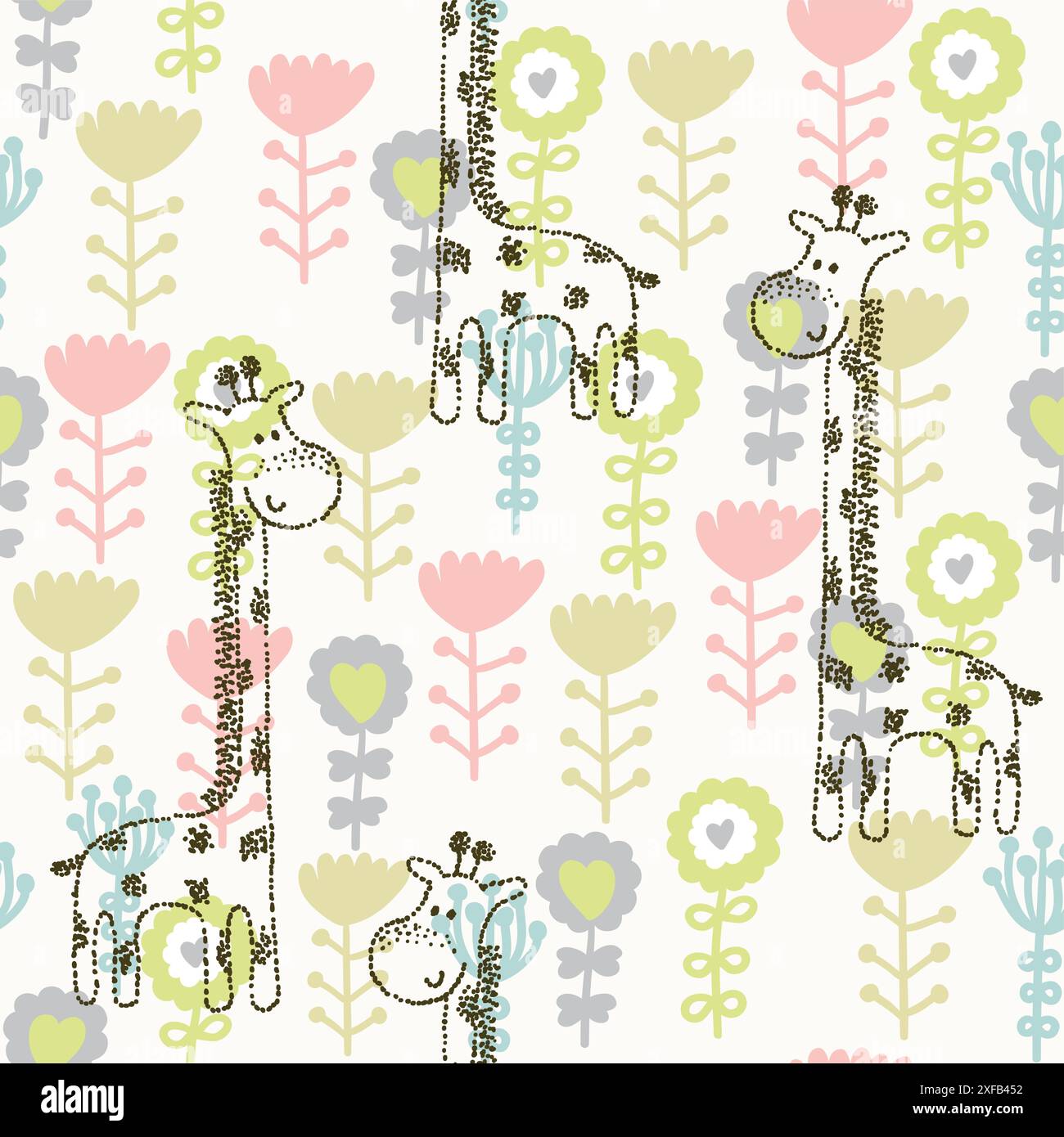 Cute babies doodle seamless pattern. Pastel background Stock Vector ...
