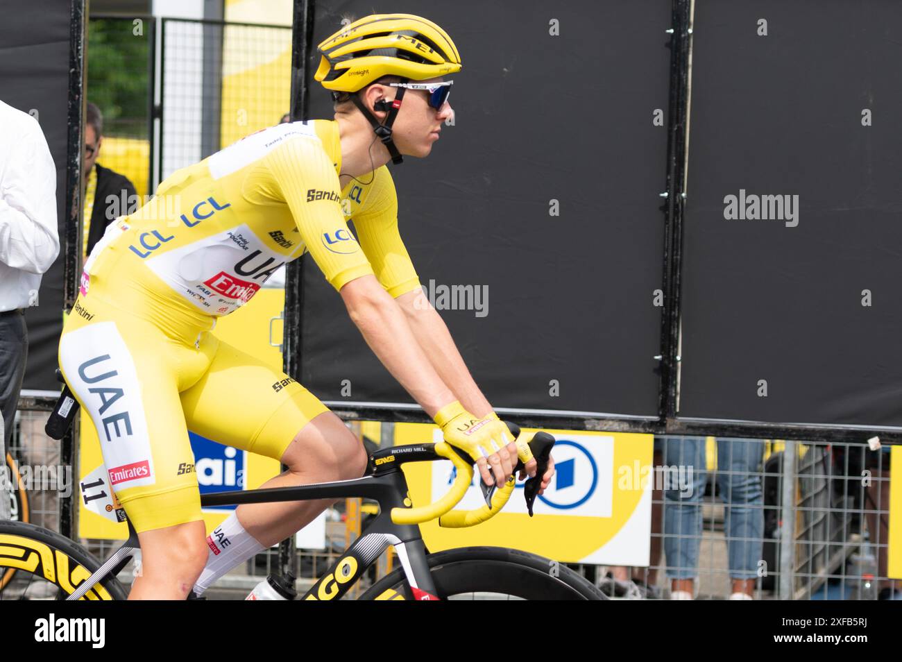 Tadej Pogaar Tadej Poga?ar, UAE Team Emirates, leader of Tour De France 2024 during