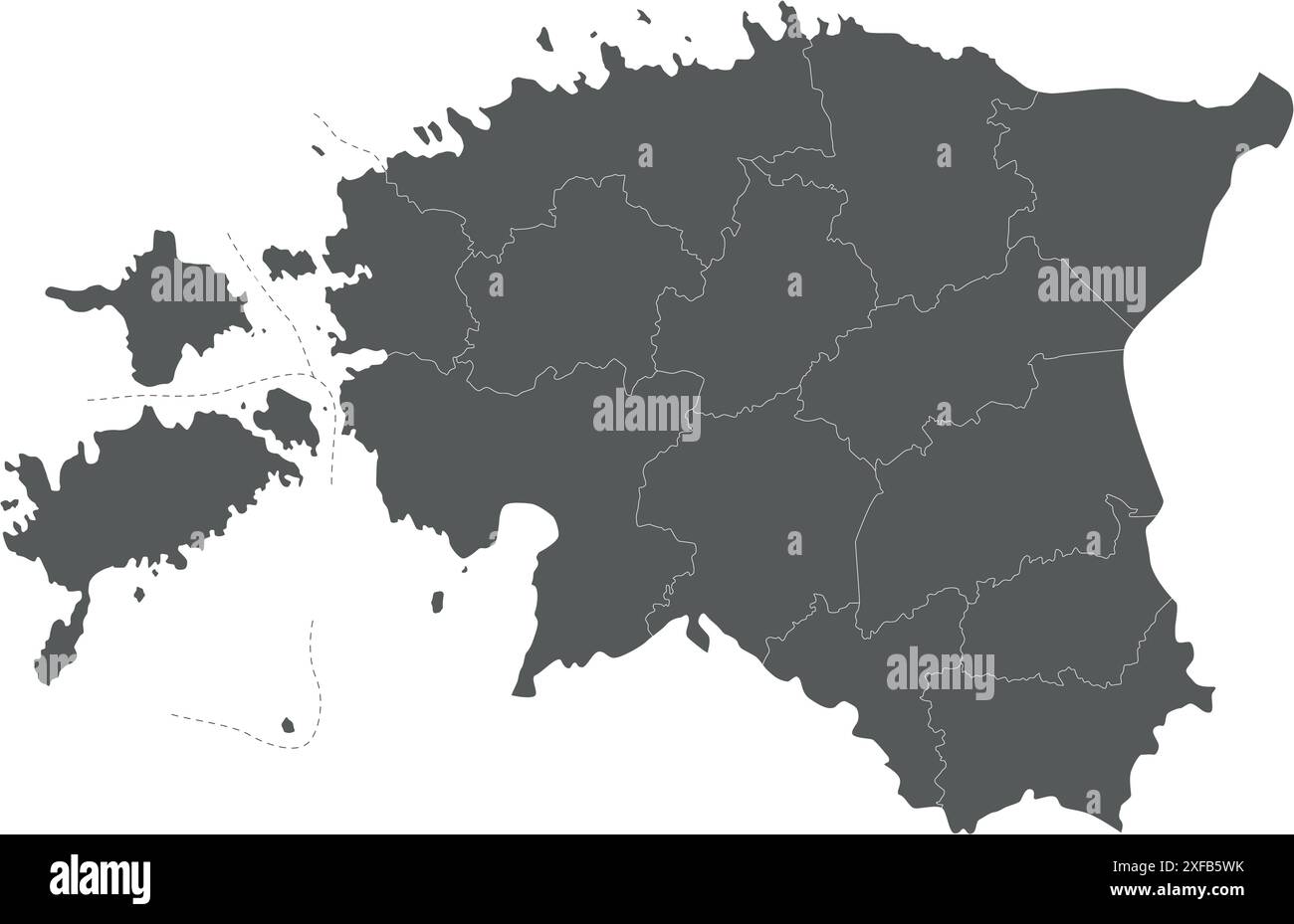 Vector regional blank map of Estonia with counties and administrative ...