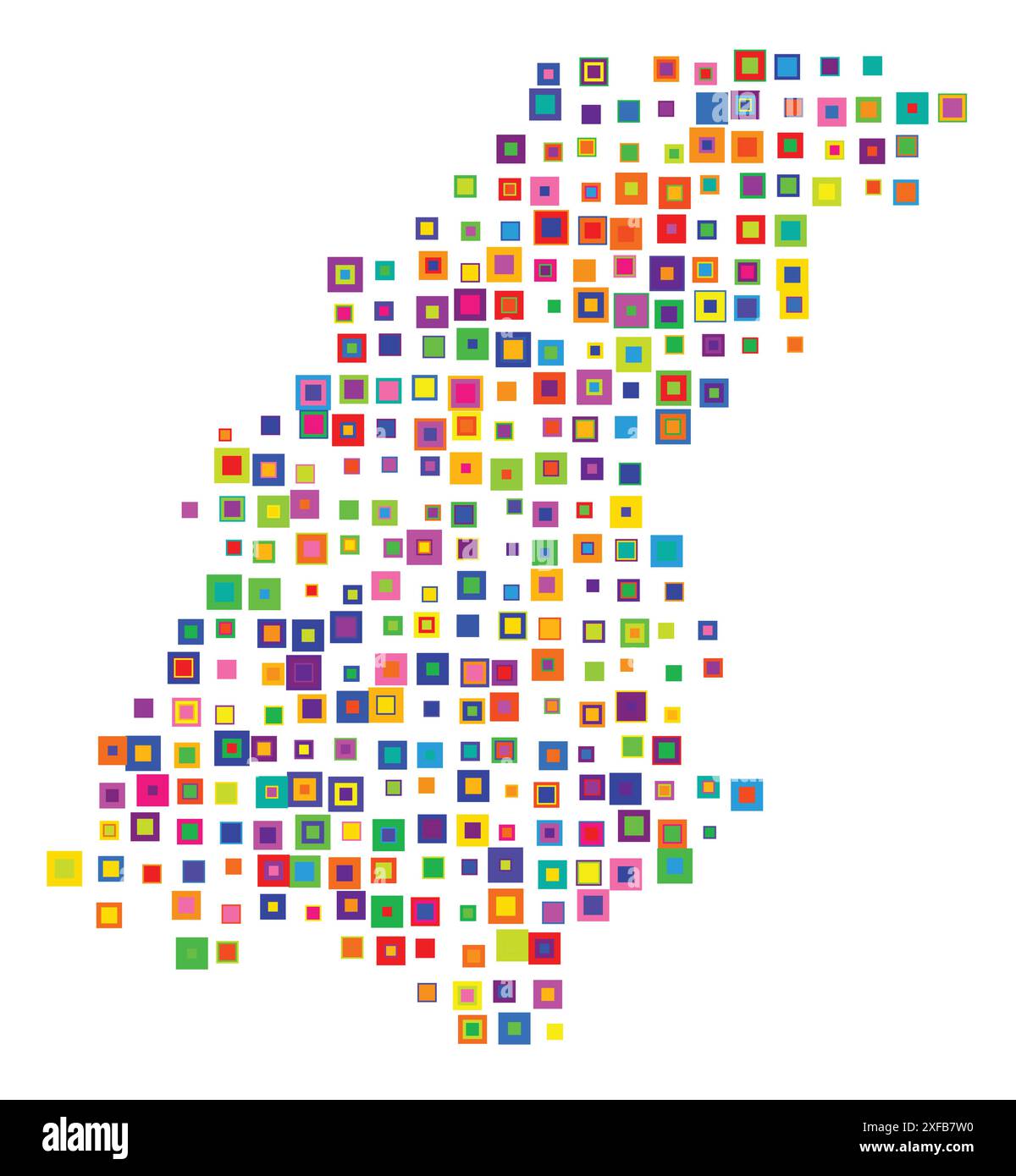 Symbol Map of the Region Nizhegorod (Russia). Abstract map showing the state/province with a pattern of overlapping colorful squares like candies Stock Vector