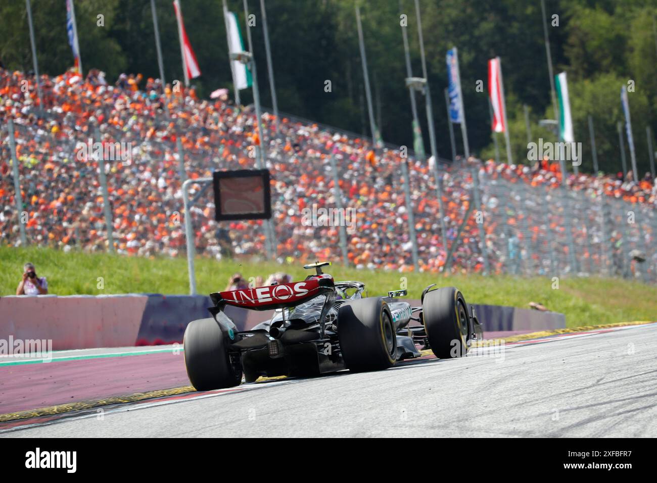 Mercedes AMG Ineos Team during The 2024 edition of the Formula 1 Grand Prix of Austria in the A1 Ring Circuit Spielberg Stock Photo