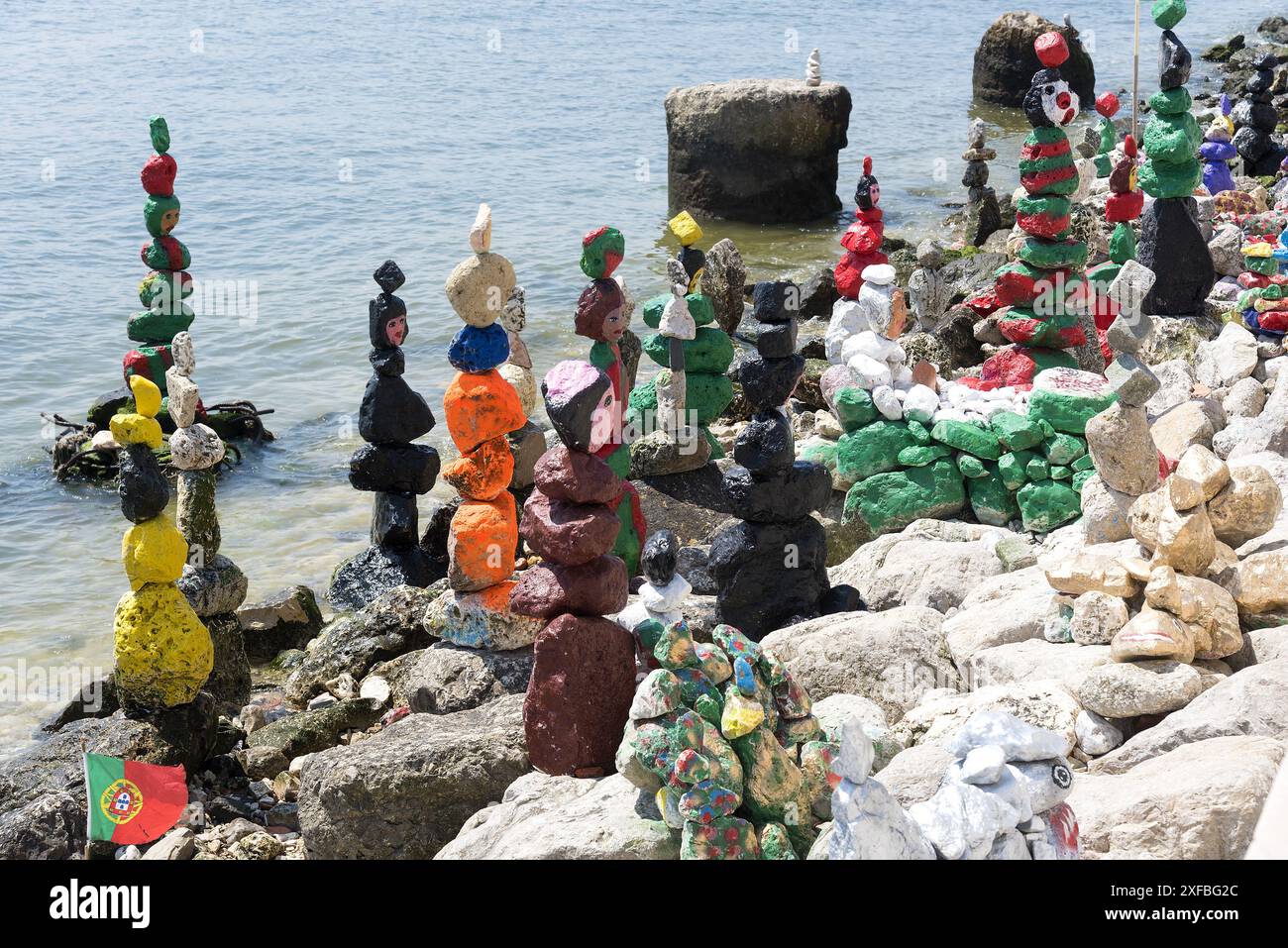 Lisbon Rocks Lisbon Portugal: Famous landmark - piles of painted pebbles ...