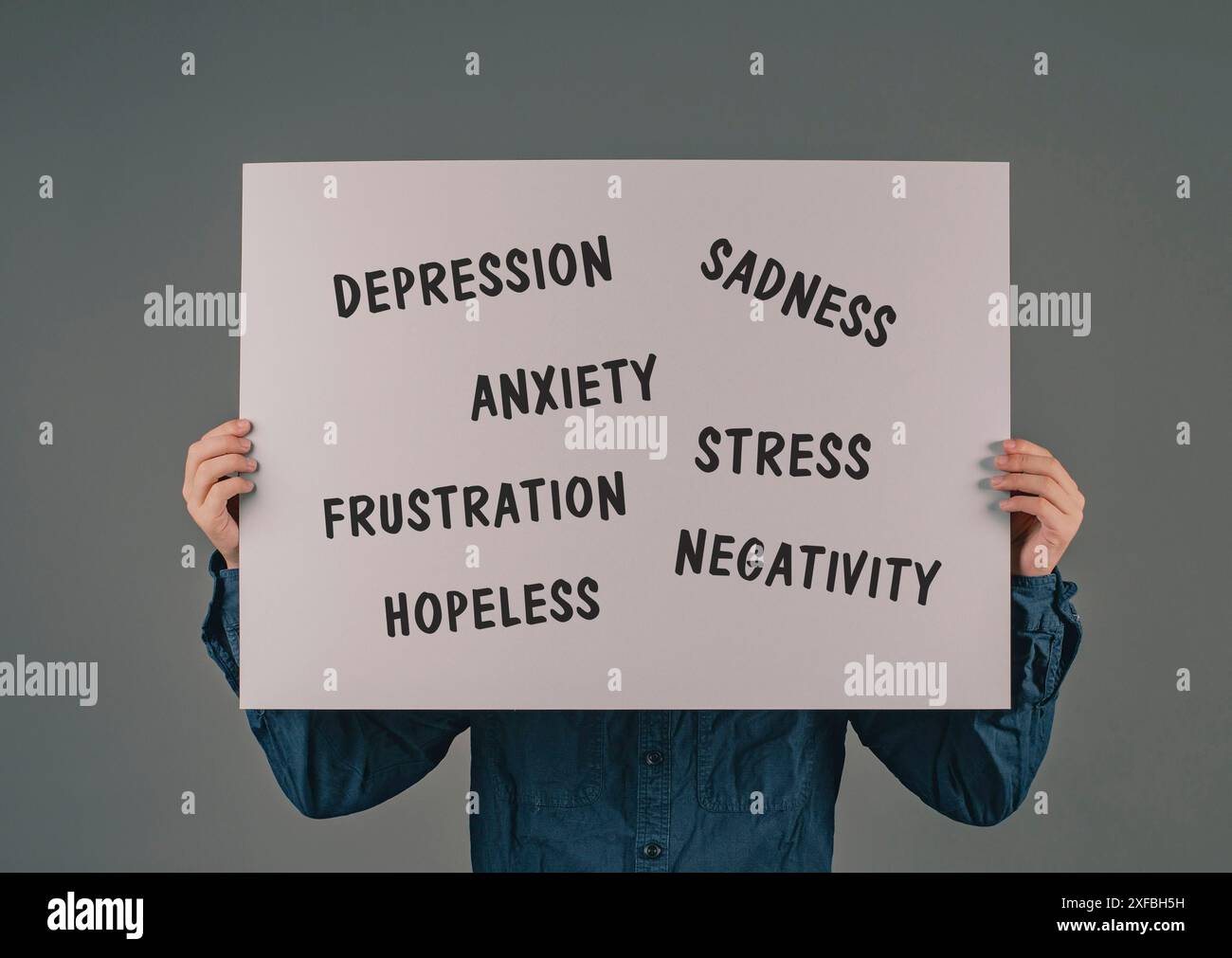 Sadness, depression, frustration and negativity, mental health concept, hopeless and stressed mind, melancholy and grief Stock Photo