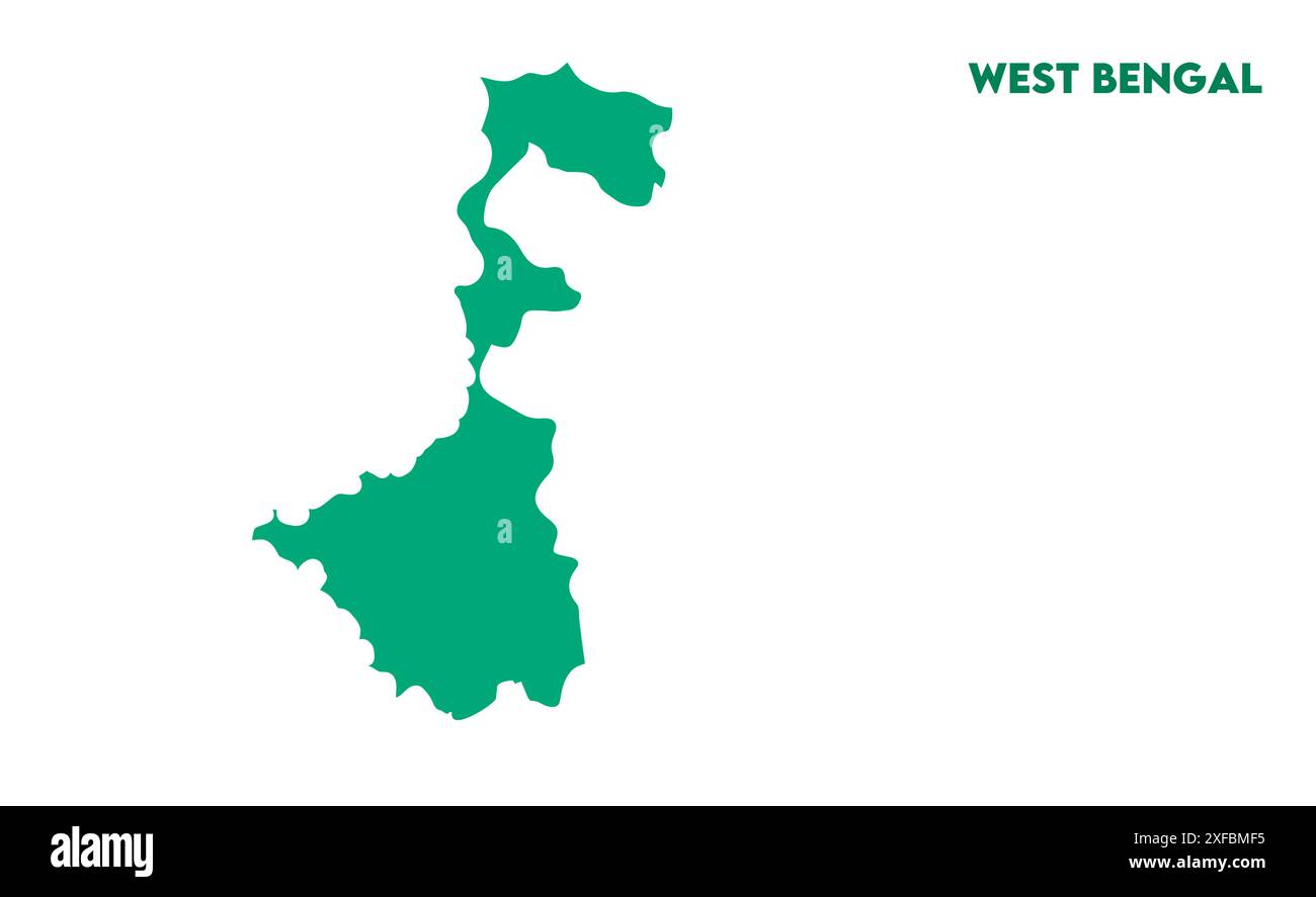 West Bengal vector map1, State of India, Republic of India, government, Political map, modern map, Indian flag, vector illustration Stock Vector