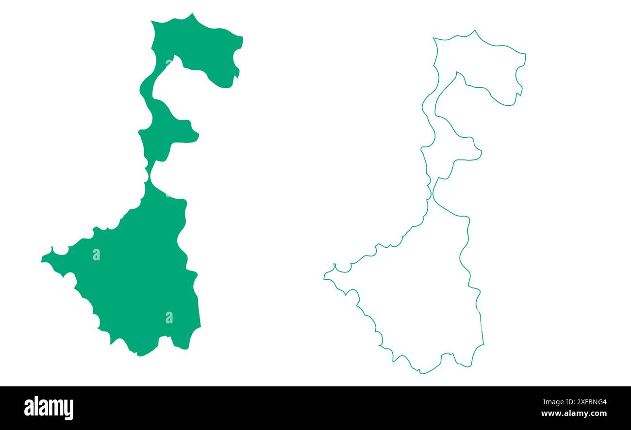 West Bengal State Map vector1, State of India, Republic of India, government, Political map, modern map, Indian flag, vector illustration Stock Vector