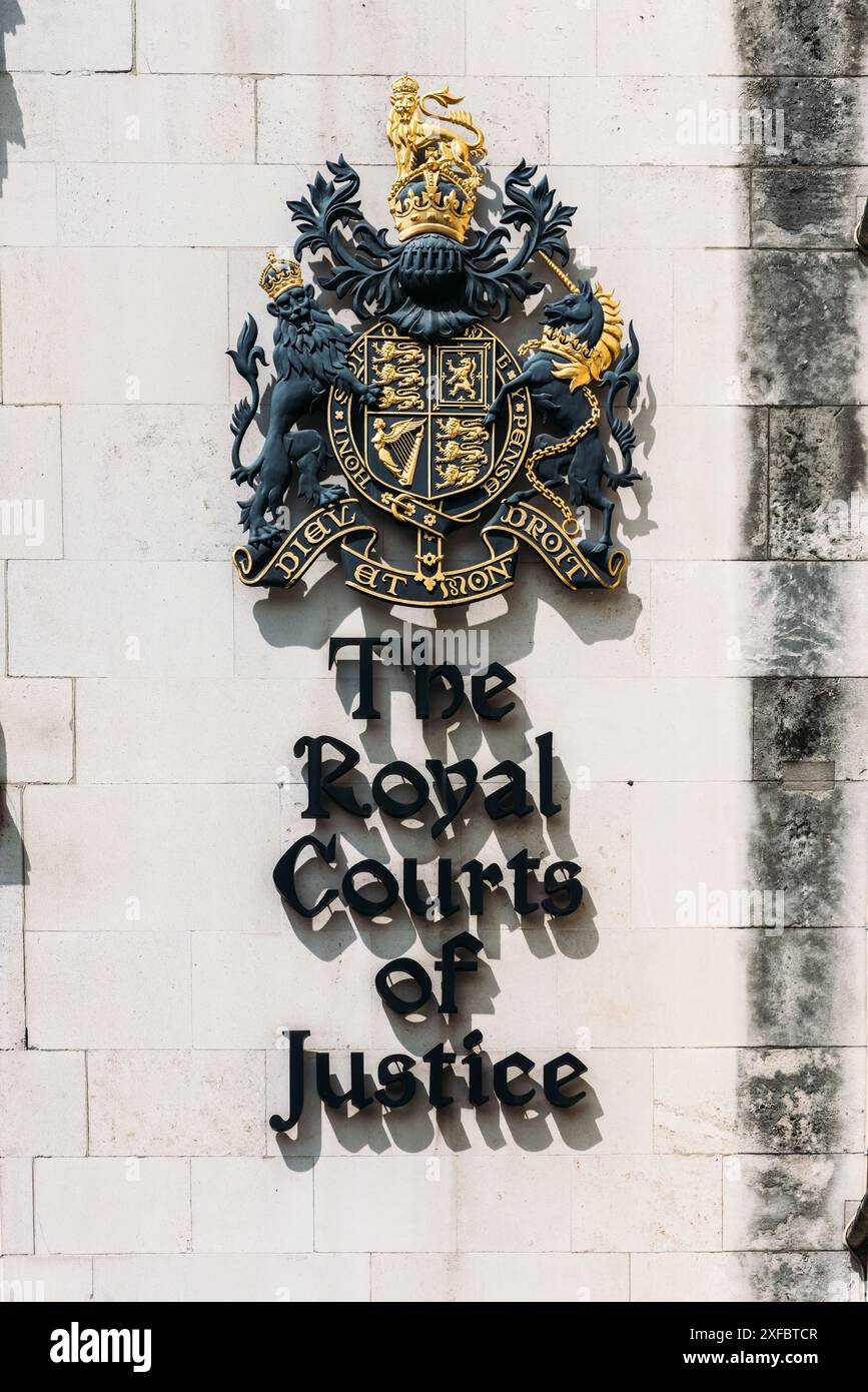 The exterior of the High Court Royal Courts of Justice features the ...