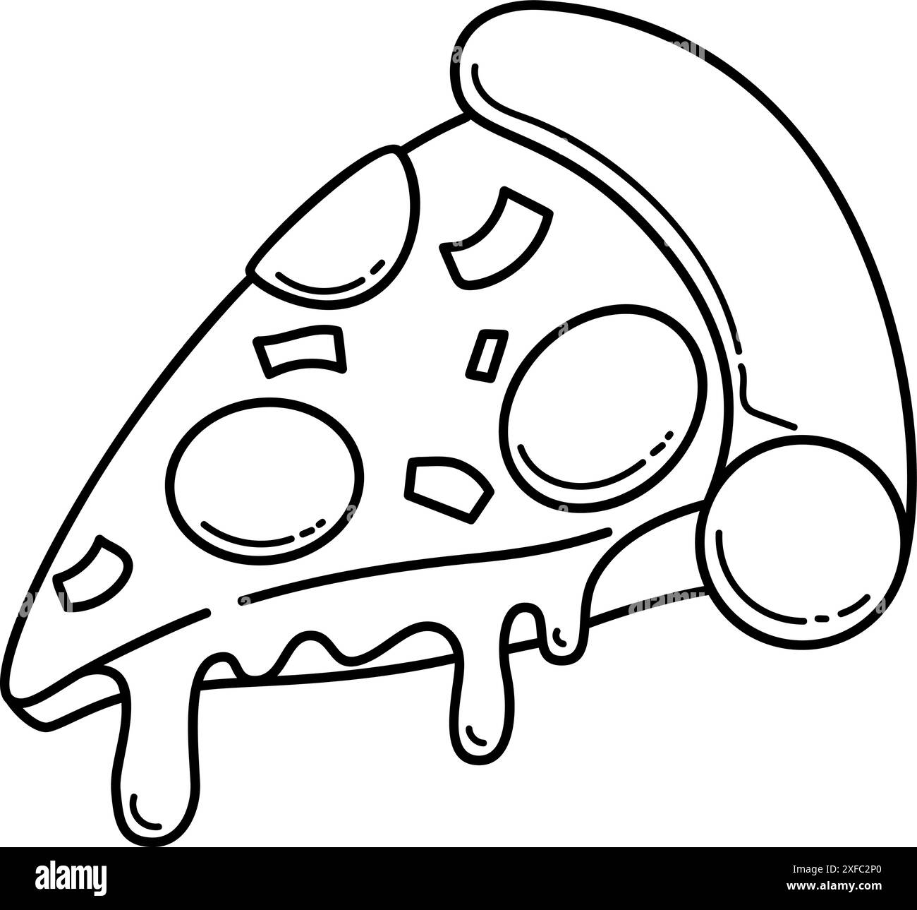 Pizza slice. Cartoon pizza illustration. Pizza with Melted cheese ...