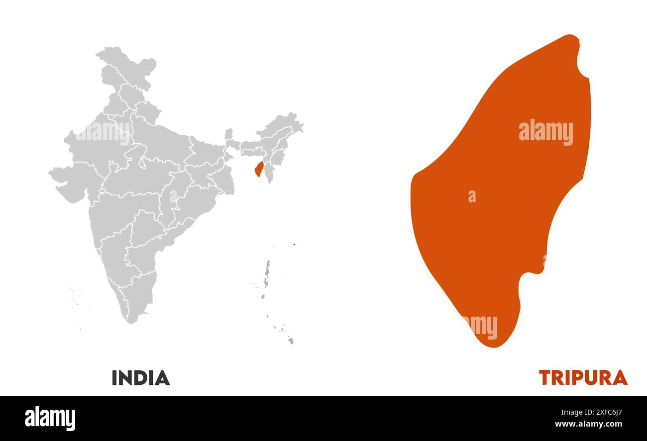 Tripura Map1, State of India, Republic of India, government, Political map, modern map, Indian flag, vector illustration Stock Vector