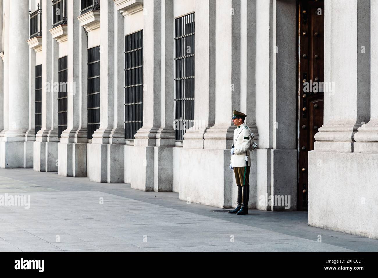 Stoic Guard Santiago, Chile - March 13, 2019: Stoic guard at the presidential ...