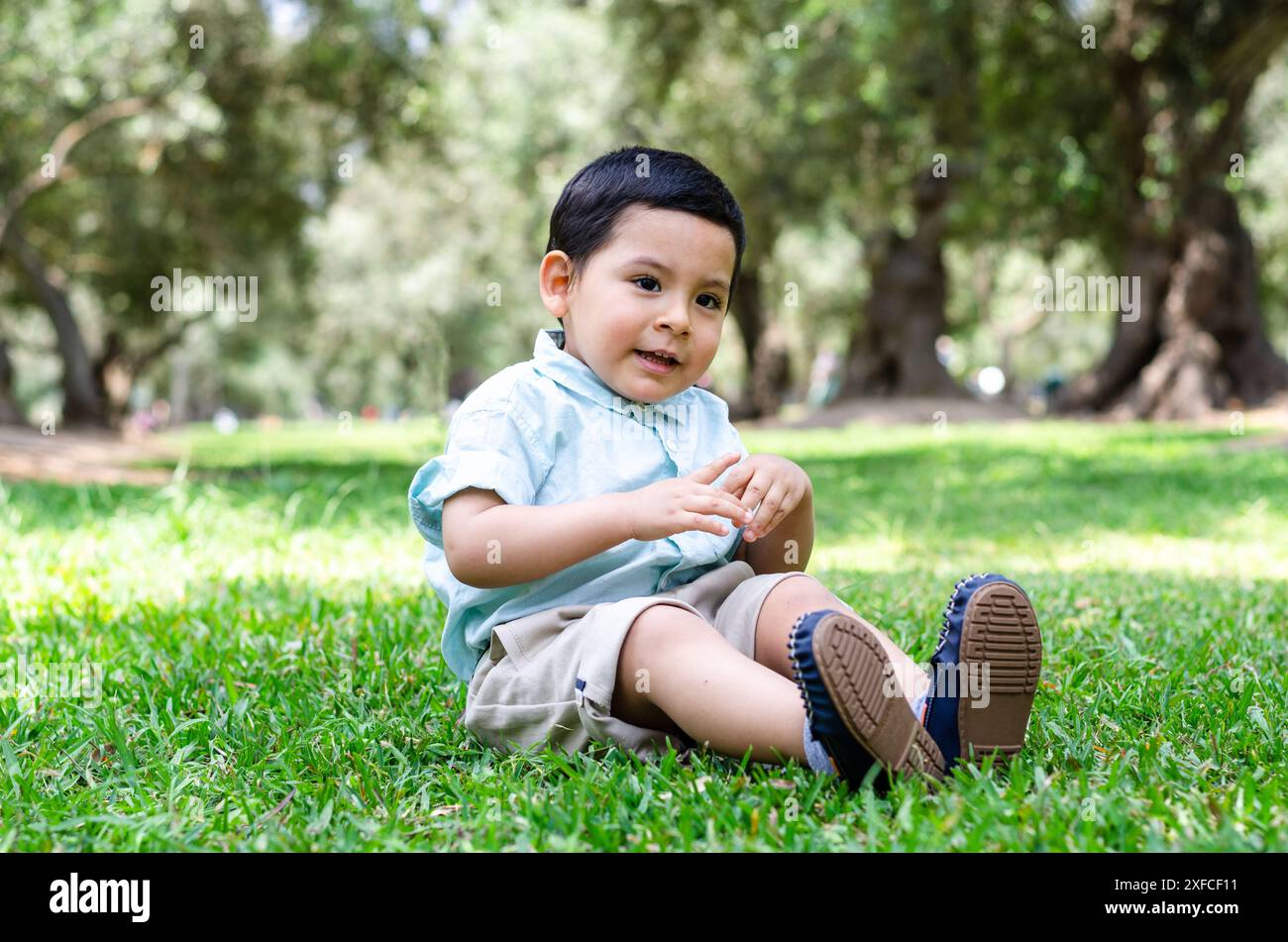 Portrait of a happy little boy in the park Stock Photo - Alamy