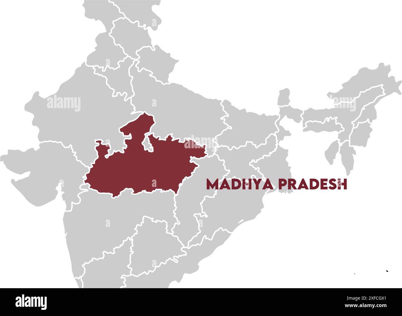 Madhya Pradesh Map on focus1, State of India, Republic of India ...