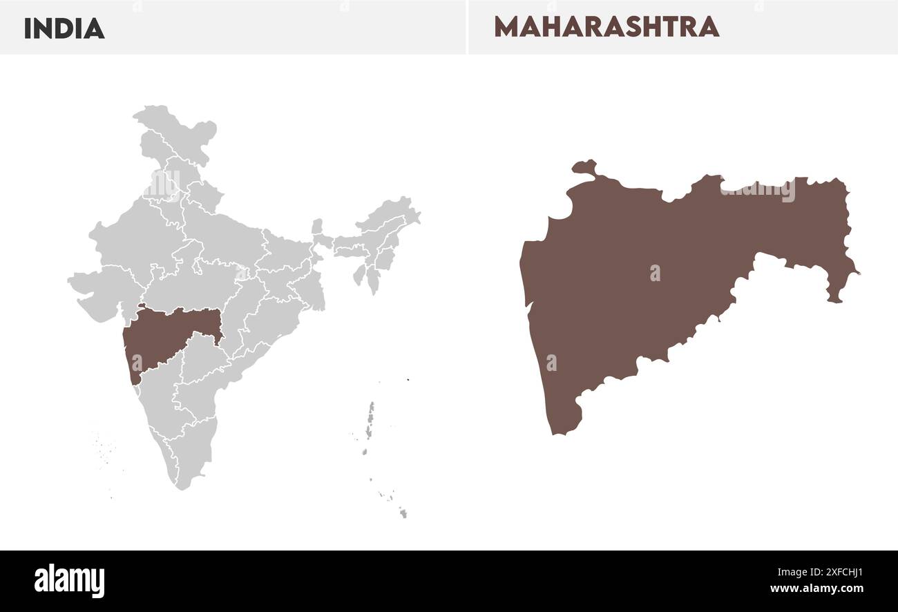 Maharashtra map illustration1, State of India, Republic of India ...