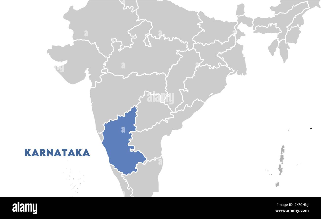 Karnataka Map on focus1, State of India, Republic of India, government, Political map, modern map, Indian flag, vector illustration Stock Vector