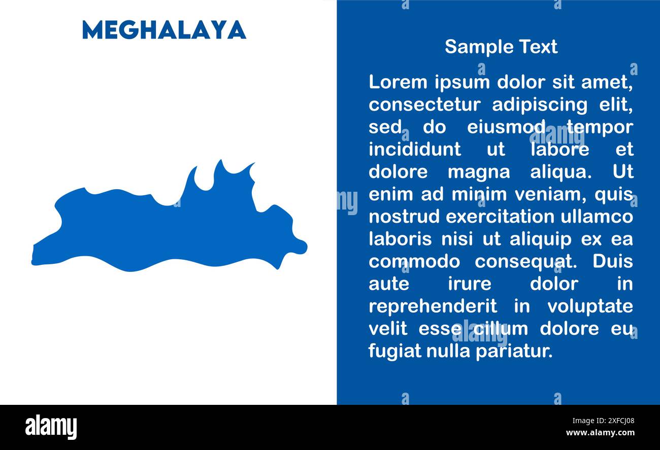 Meghalaya Map design1, State of India, Republic of India, government, Political map, modern map, Indian flag, vector illustration Stock Vector